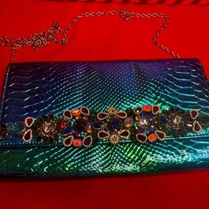 Custom Jeweled B by Bakers Iridescent Clutch Bag – Pre-Owned Statement Piece